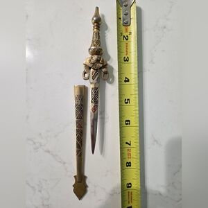 Intricately Designed Toledo Spain Letter Opener Dagger With Sheath